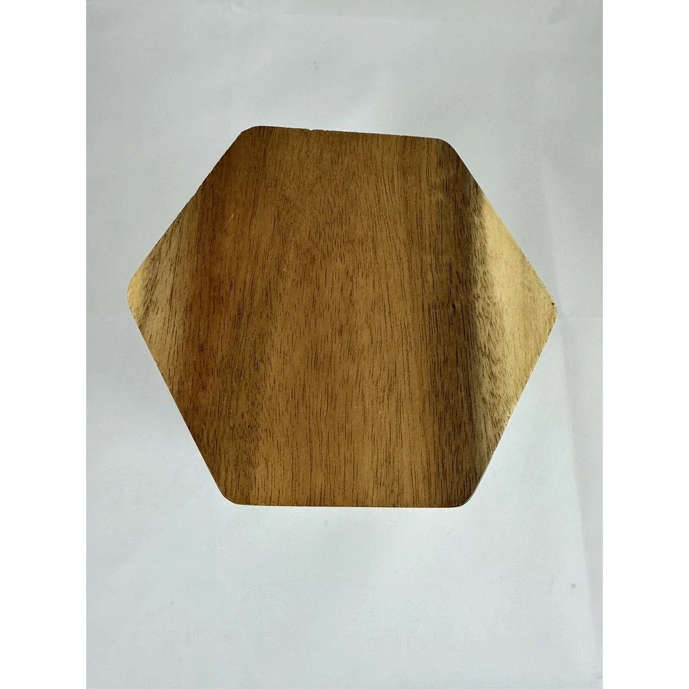 TEAVANA White Hexagon Porcelain Tea Kitchen Storage Canister 6 oz Wooden Lid